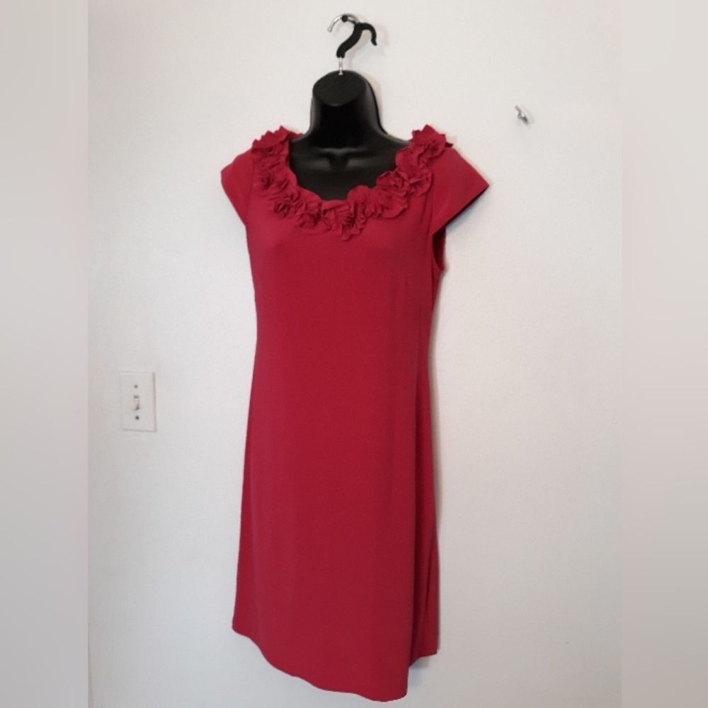 MSK pink ruffle shift dress - Picture 1 of 5